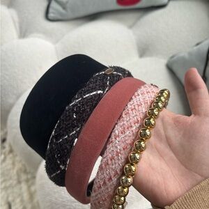 Elegant Women's Headband Set - Black, Pink, Gold